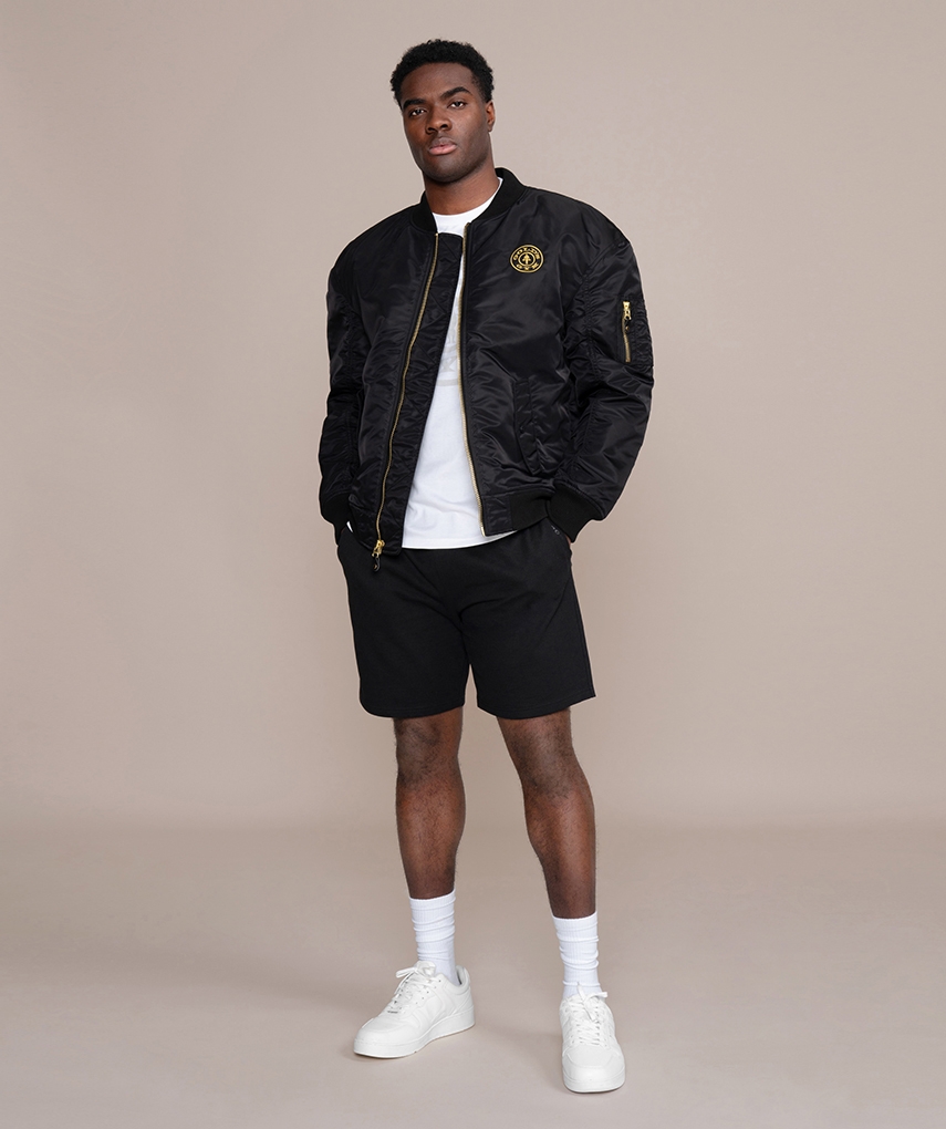 Bomber jacket and shorts on sale