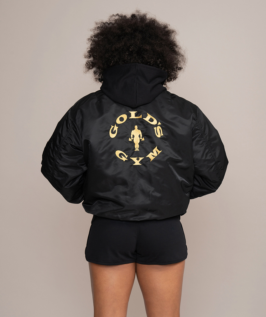 Discover the Fusion of Style and Fitness: Alpha Industries x Gold's Gym  Apparel MA-1 Bomber Jacket.